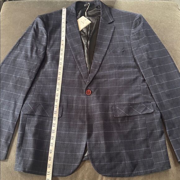Men’s Plaid 3 Piece Slim Fit Formal Business Suit Jacket 44 Pants 40 NWT - Picture 5 of 15